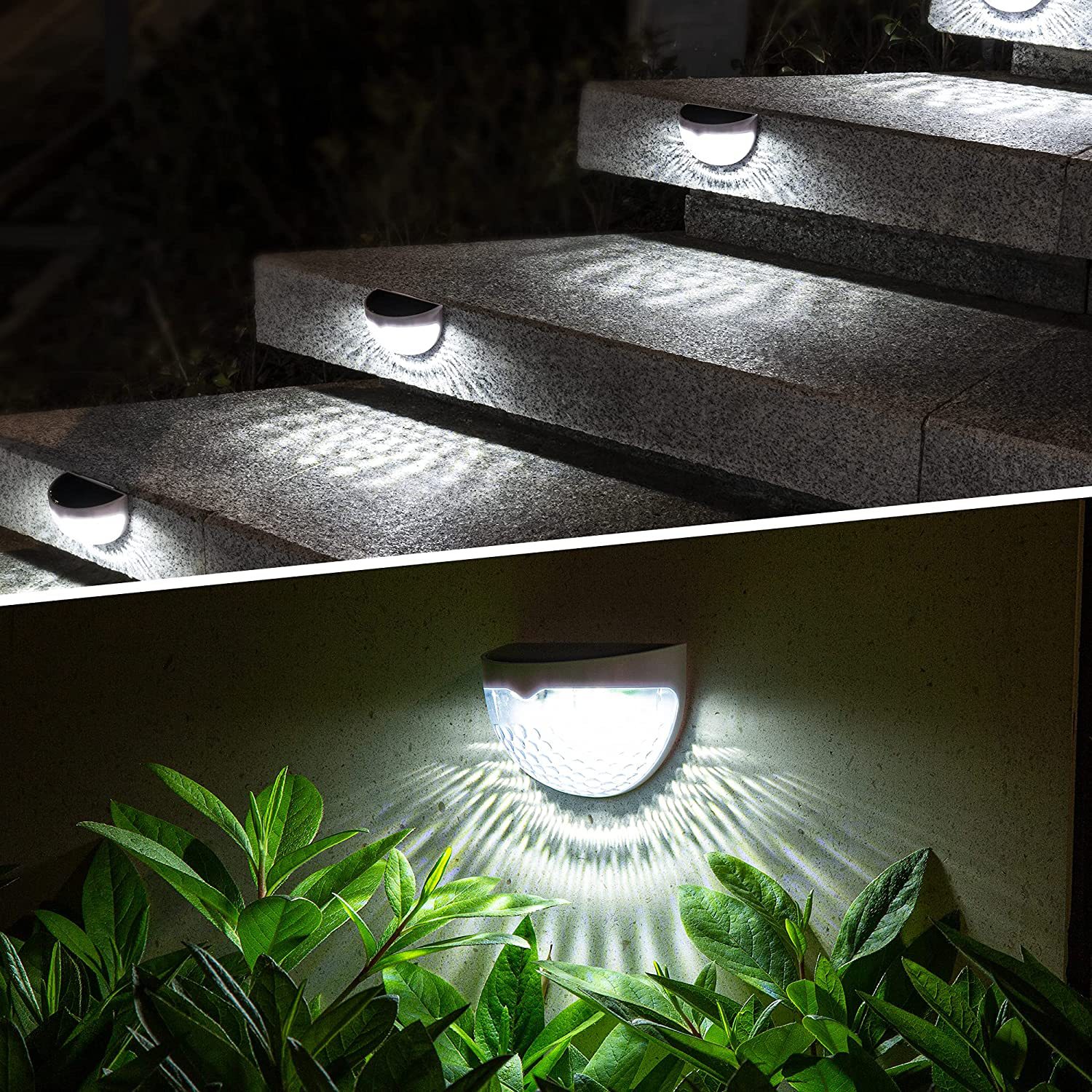 Luminária Solar Semi-Circular com 6 LEDs - Pacote com 8 Unidades - Luz Branca Quente