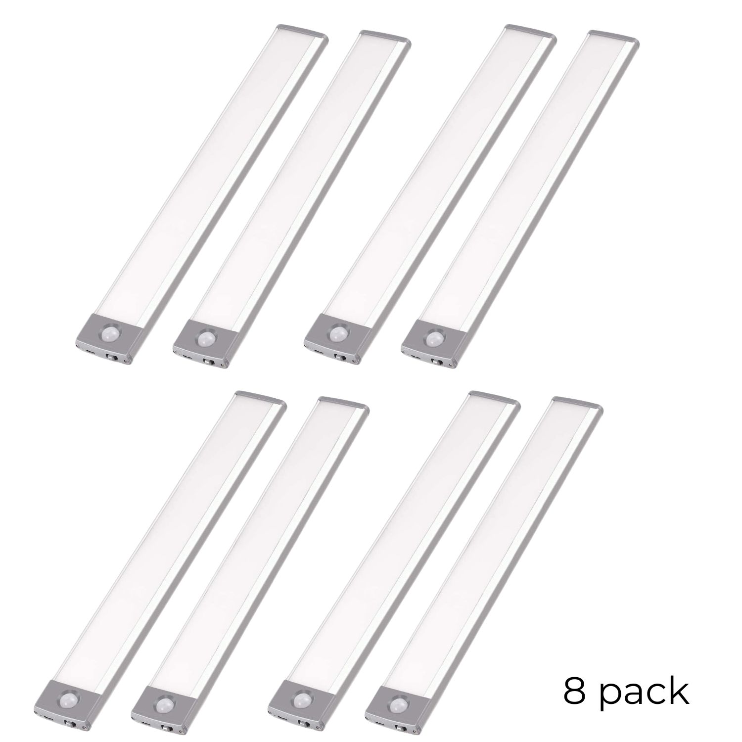 Luminária LED para armário com Sensor de Movimento - Pacote com 8 unidades - 10cm - Cor Branco