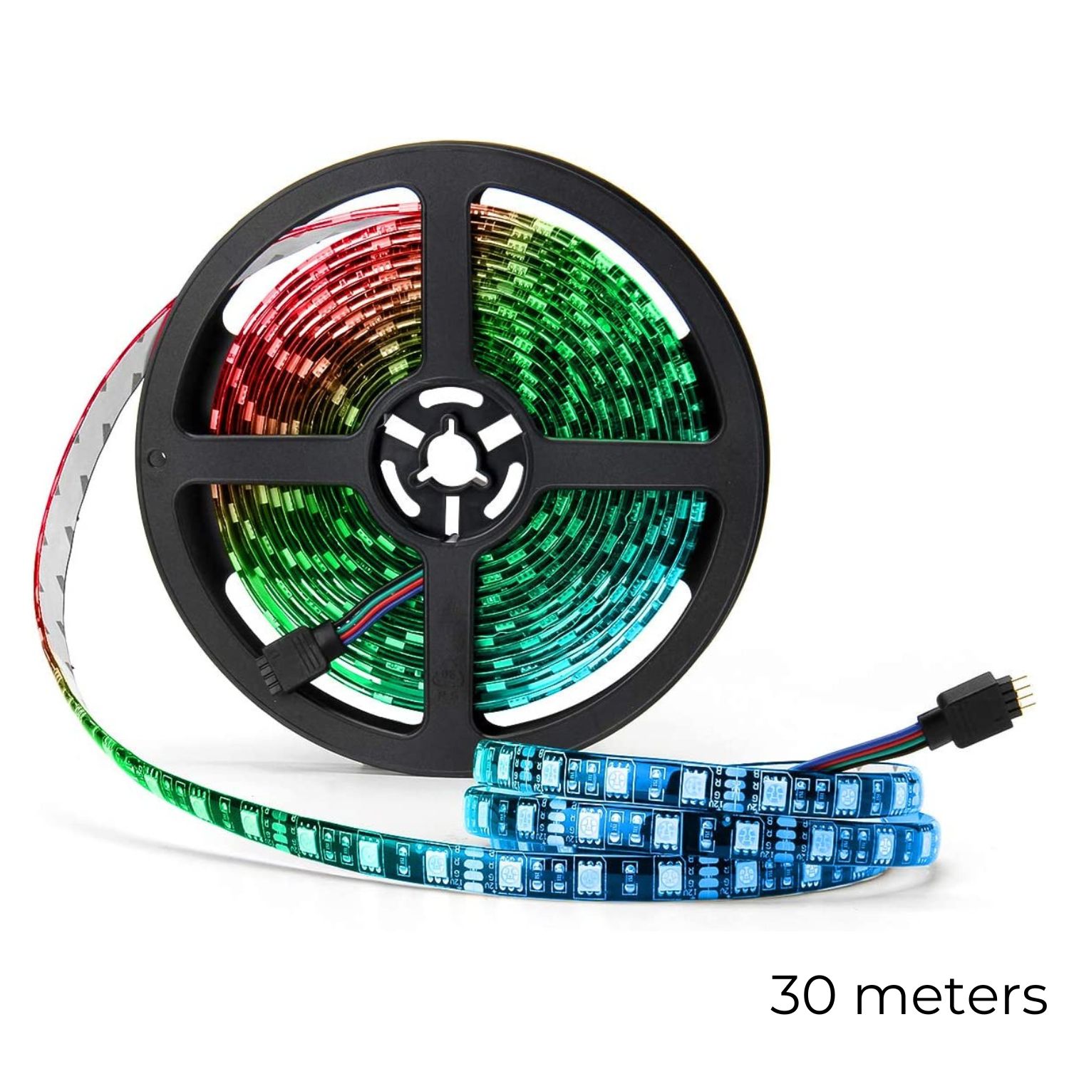 Pacote com Fitas LED RGB de 30m com Controle Remoto de 24 Teclas e Bluetooth