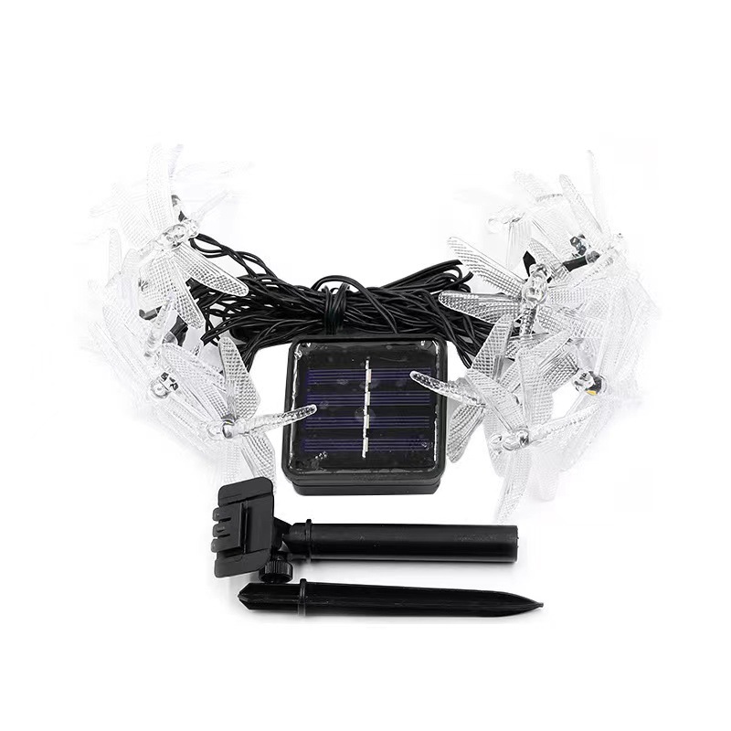 Luz de Fio Solar de 11m com 60 LEDs - Tema libélula - 1 Pacote - Luz Branca Quente