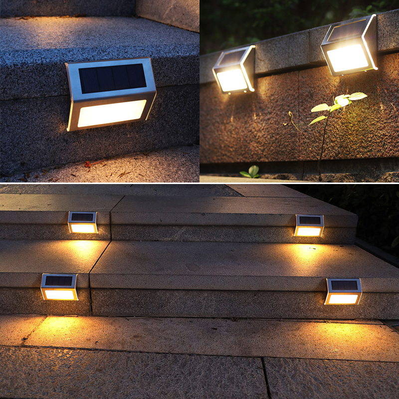 Luminária Solar para Escadas Externas - Luz Branca Quente - 2 unidade