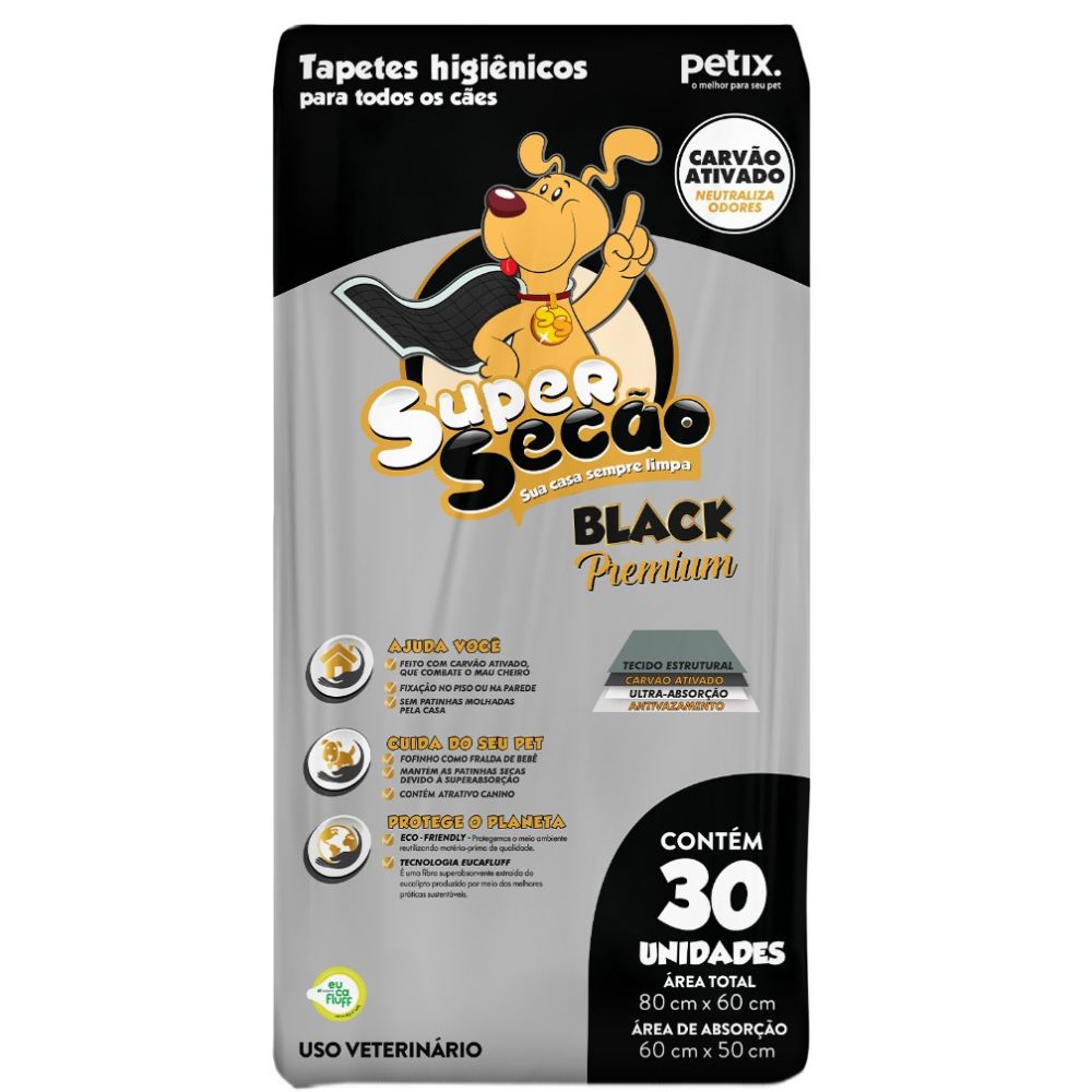 Tapete Higiênico Super Secão Black Premium - 4 Pacotes